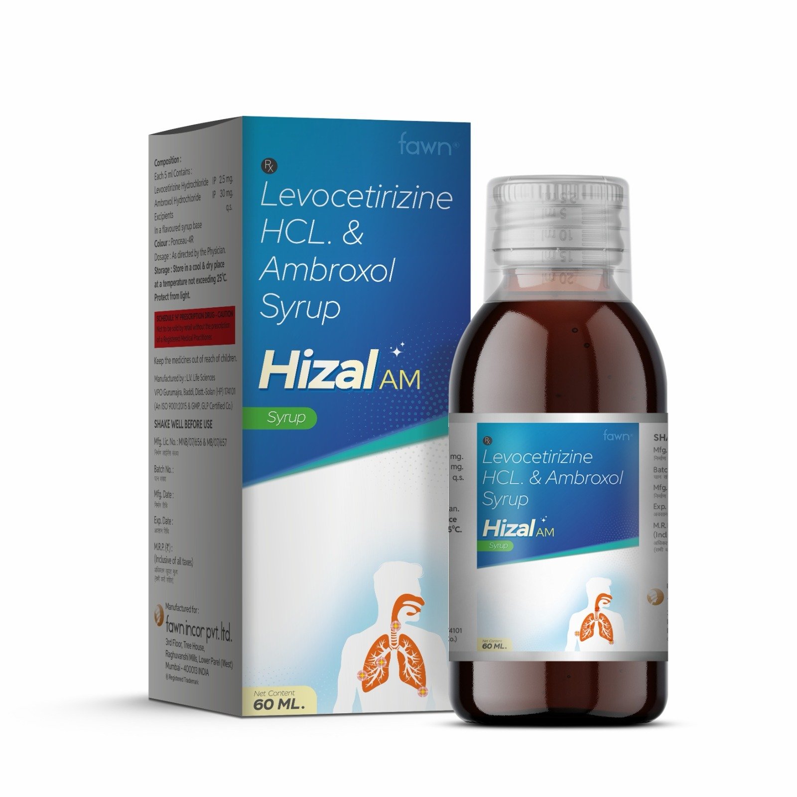 Levocetirizine Hydrochloride & Ambroxol Syrup - HIZAL AM Syrup - image 2