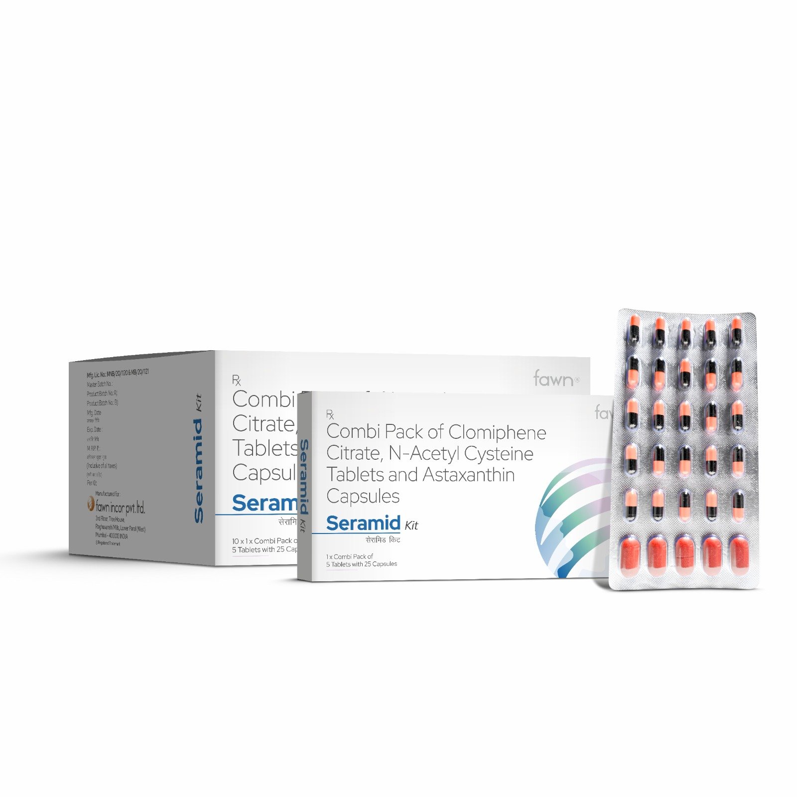 Combi Pack of Clomiphene Citrate, N-Acetylcysteine Tablets & Astaxanthin Capsules - SERAMID KIT