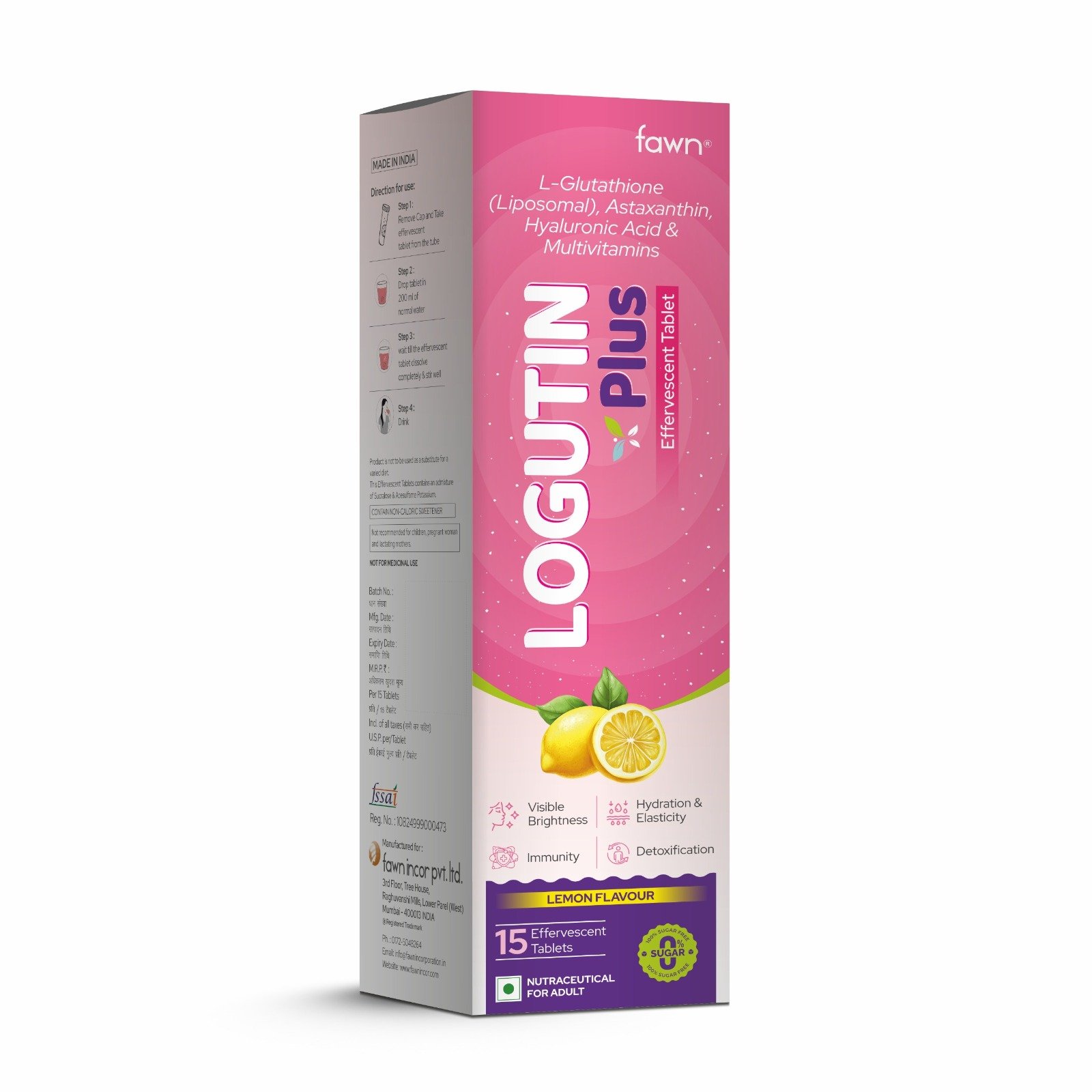 L-Glutathione (Liposomal), Astaxanthin, Hyaluronic Acid & Multivitamin Effervescent Tablets - LOGUTIN PLUS Effervescent Tablet