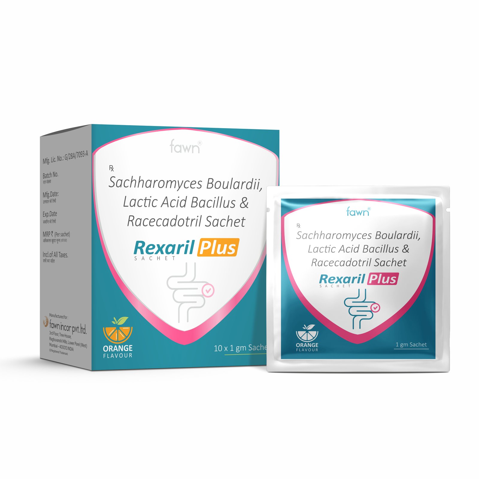 Saccharomyces Boulardii Lactic Acid Bacillus & Racecadotril Sachet -  REXARIL PLUS - image 2