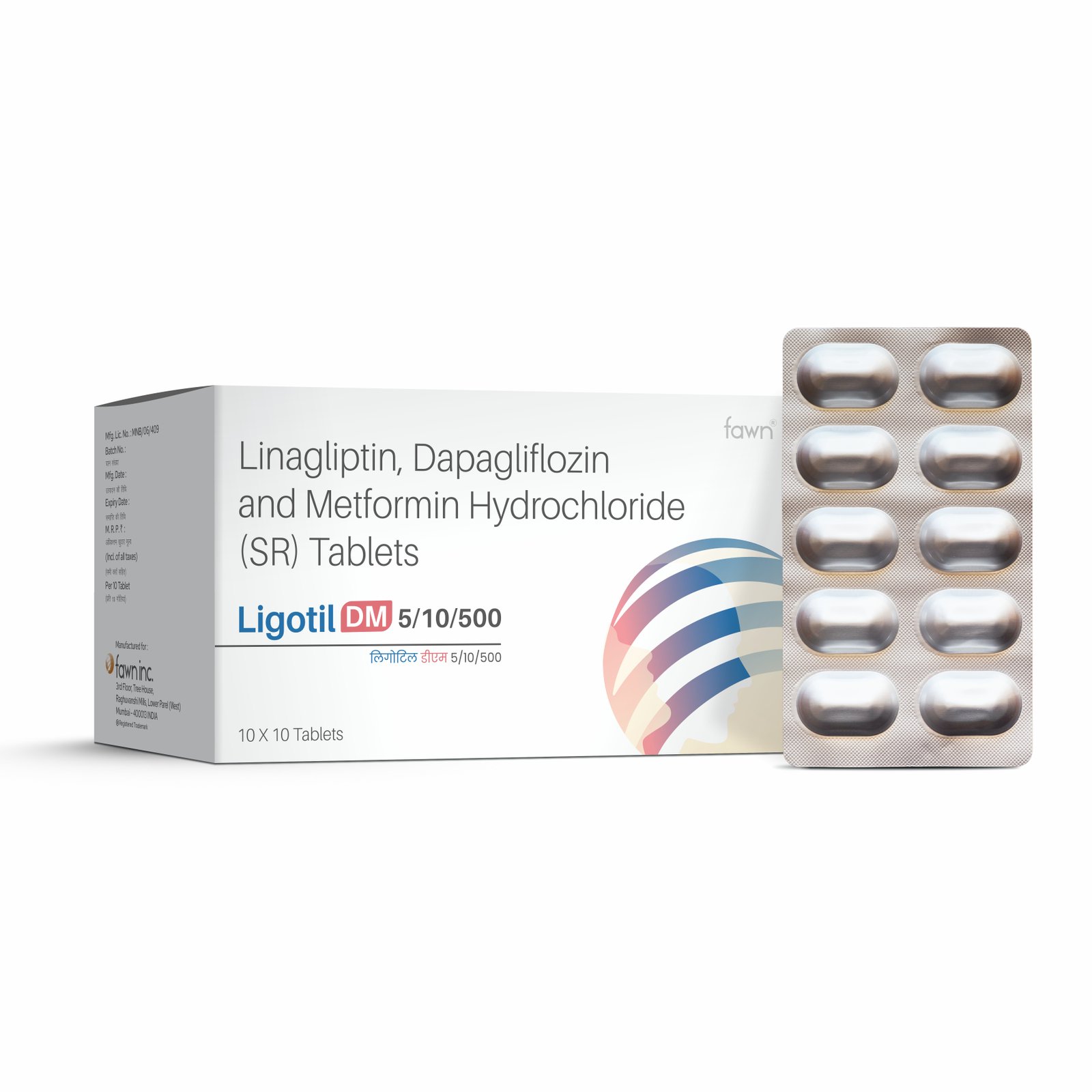 Linagliptin + Dapagliflozin + Metformin Tablets - LIGOTIL DM 5/10/500 Tablets - image 2