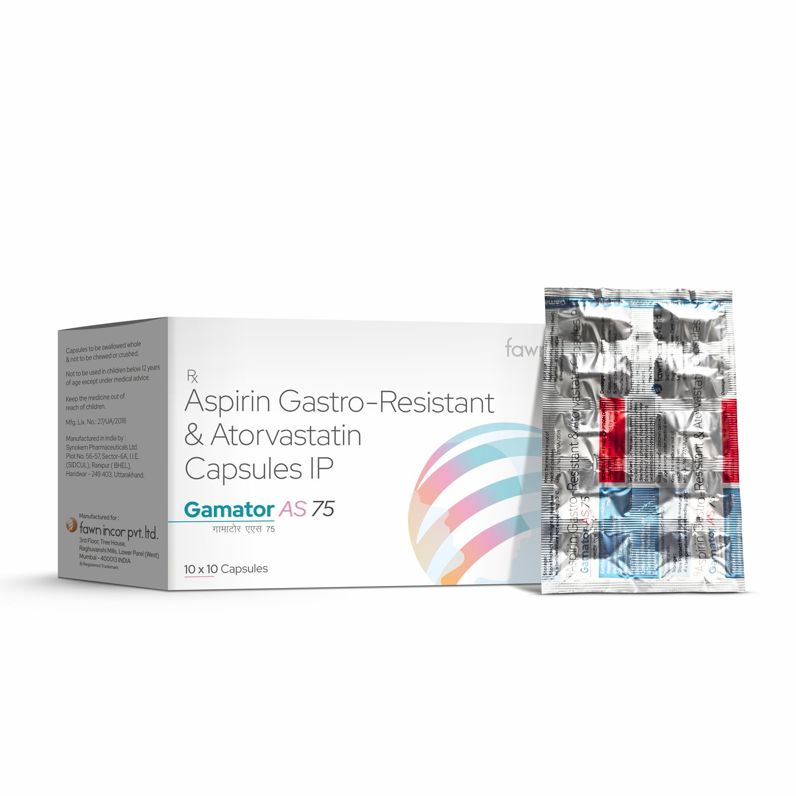 Aspirin Gastro-resistant & Atorvastatin Capsules IP - GAMATOR AS 75 Capsules - image 2