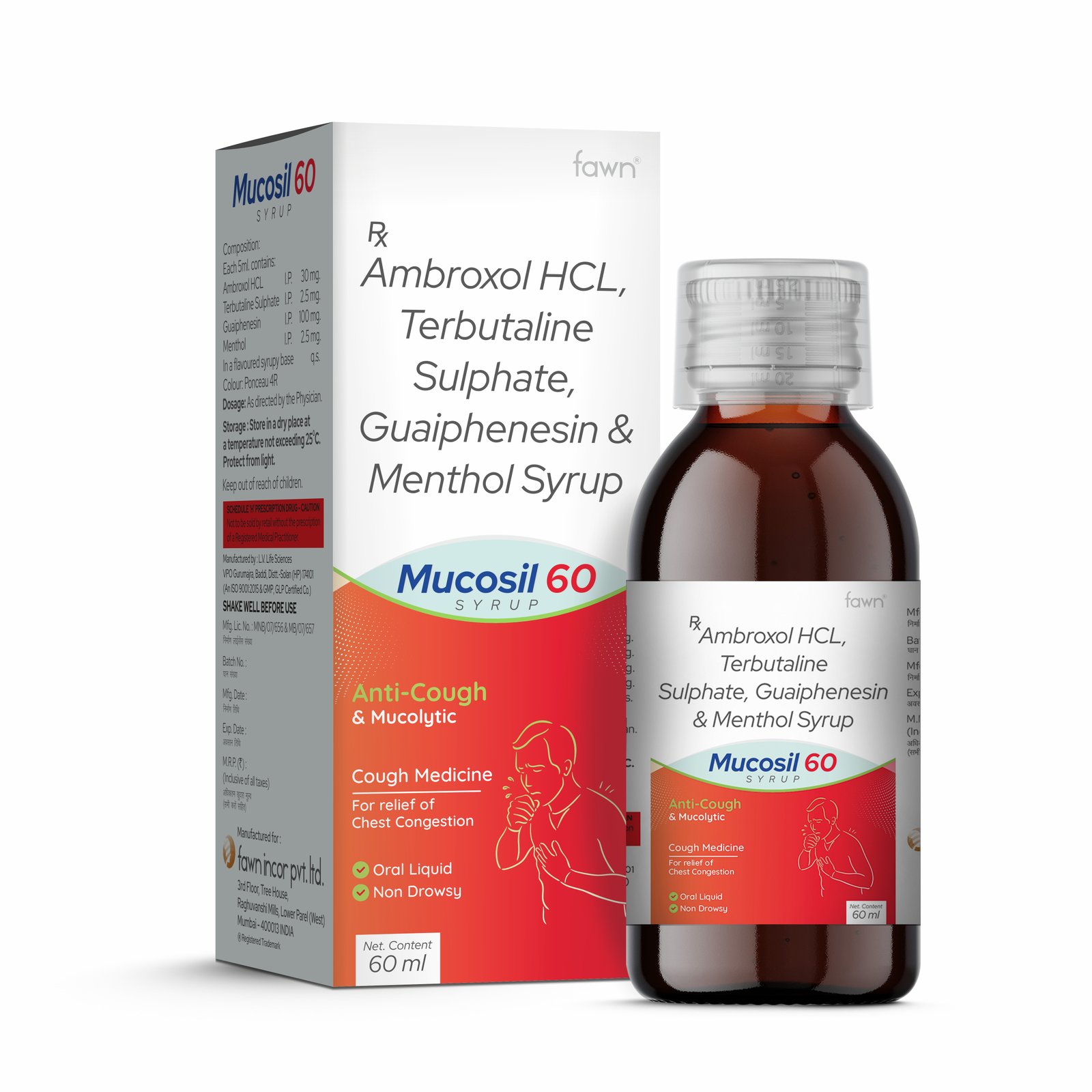Ambroxol, Terbutaline, Guaiphenesin & Menthol Syrup - MUCOSIL 60 - image 2