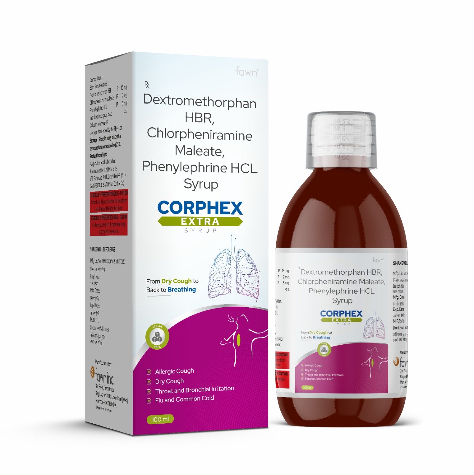 Dextromethorphan Hydrobromide, Phenylephrine Hydrochloride & Chlorpheniramine Maleate Syrup - CORPHEX EXTRA Syrup