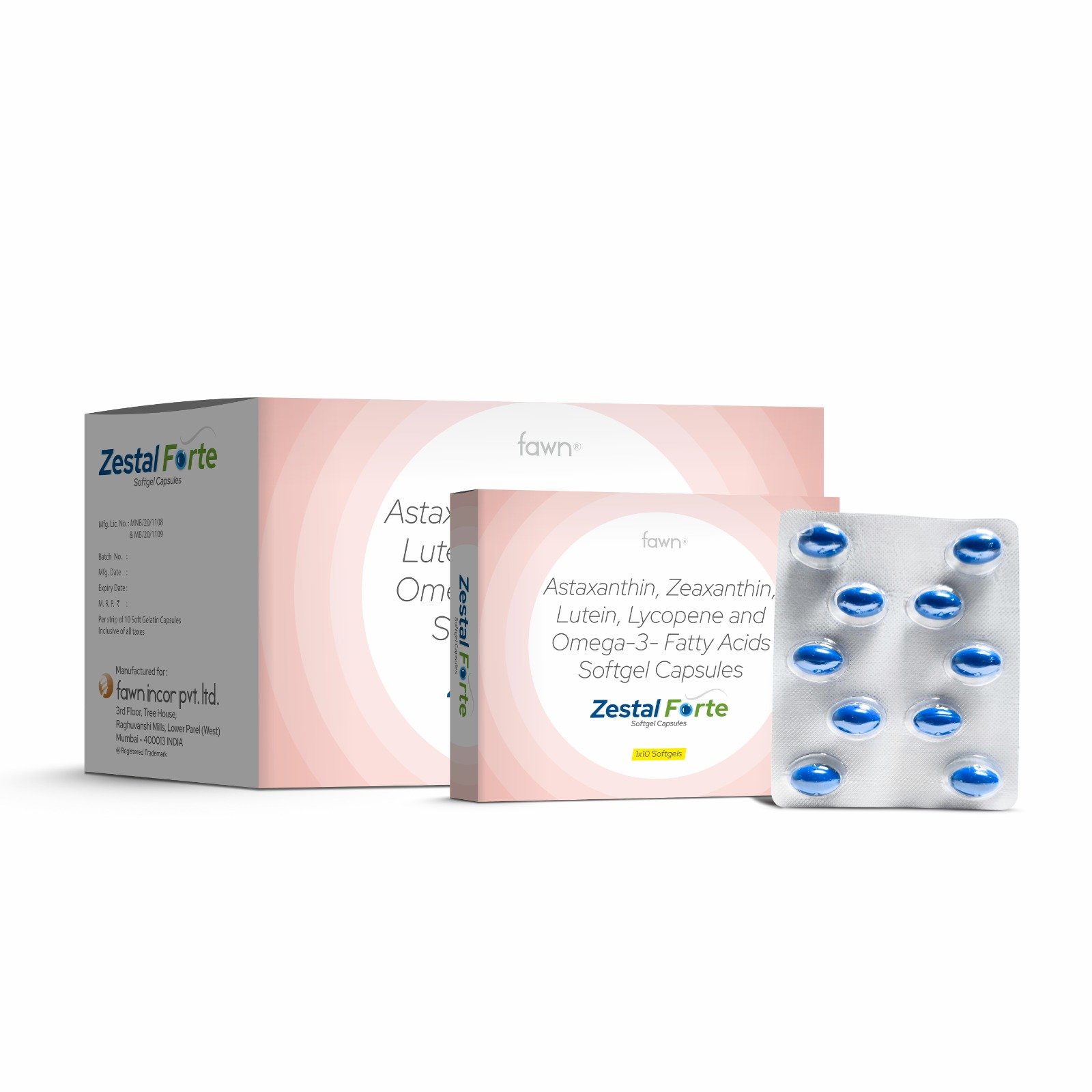Zeaxanthin+Lutein+Lycopene+Astaxanthin+Omega-3 Fatty Acid (EPA+DHA) Softgel Capsules  - ZESTAL FORTE