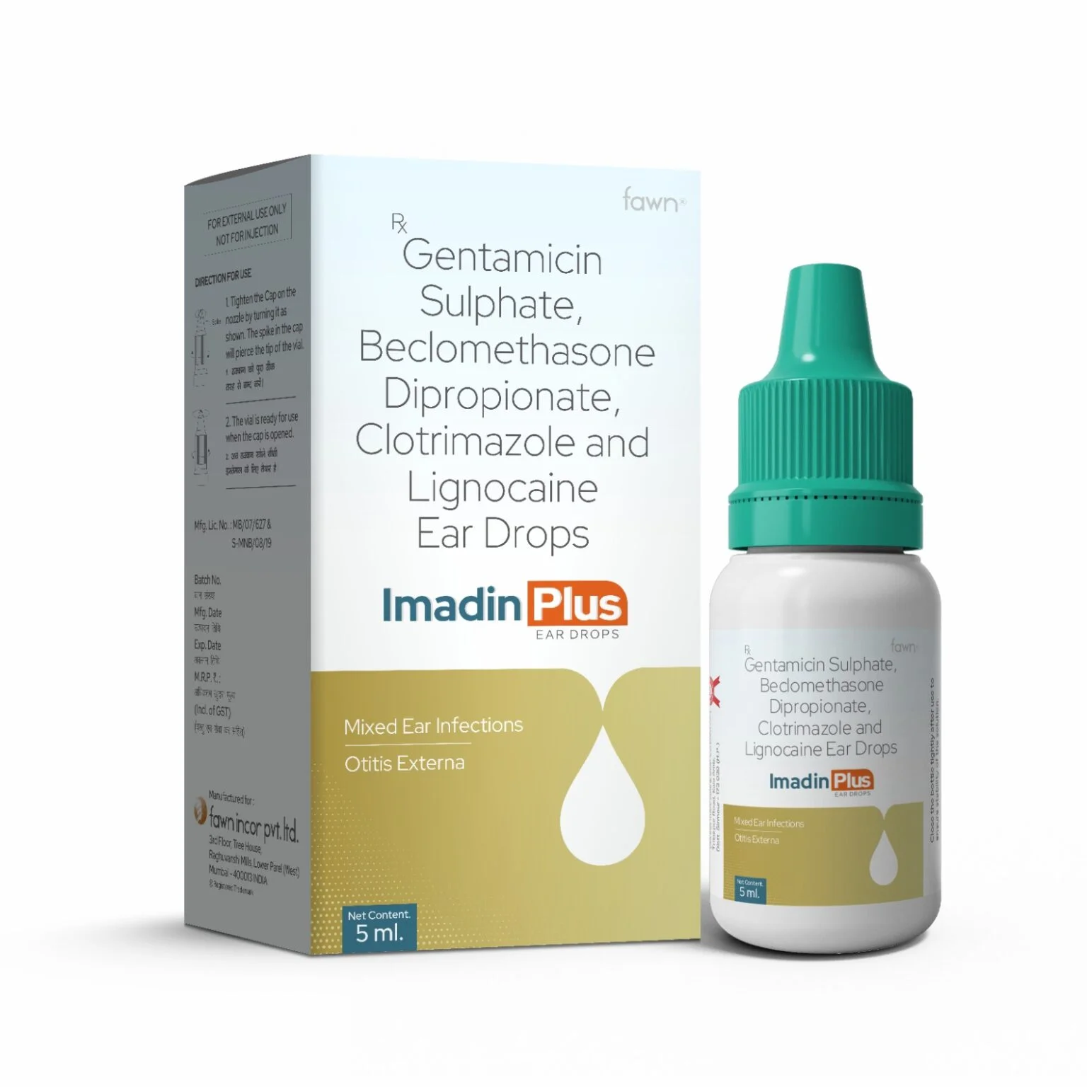 Gentamicin Clotrimazole Lignocaine HCL & Beclomethasone Dipropionate Ear Drops - IMADIN PLUS - image 2