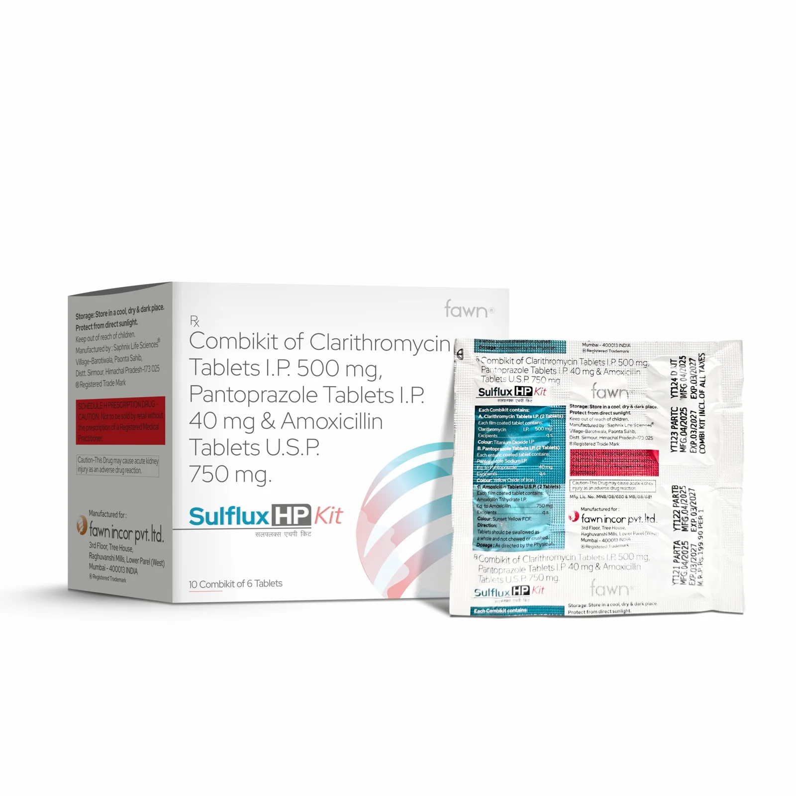 Combipack of Clarithromycin Tablets IP Pantoprazole Tablets IP & Amoxicillin Tablets USP - SULFLUX HP KIT
