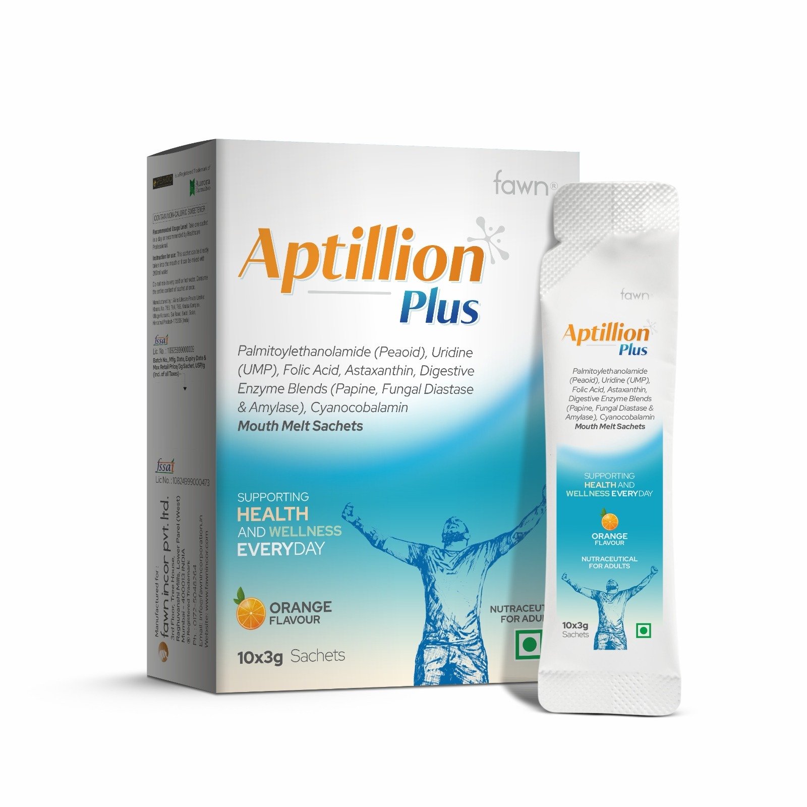 Palmitoylethanolamide PEA, Uridine UMP, Folic Acid, Astaxanthin, Papain, Fungal Diastase, Amylase & Cyanocobalamin Mouth Melt Sachets – APTILLION PLUS Sachet